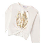 SARABANDA shirt girocollo tinta unita con nodo Bianco per Bambina 0A635 BIANCO SARABANDA 