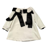 MISS GRANT abito manica lunga tinta unita cn fiocchi in contrasto Panna per Bambina MG1203J PANNA MISS GRANT 