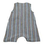 Petit Indi Pagliaccetti Tricolore con Fantasia A Righe Girmanica per Neonato SS25B1729 BLU PETIT INDI 