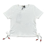 Please T-Shirt tinta unita con Elastico Bianco per Bambina MBC9072G72 BIANCO PLEASE 