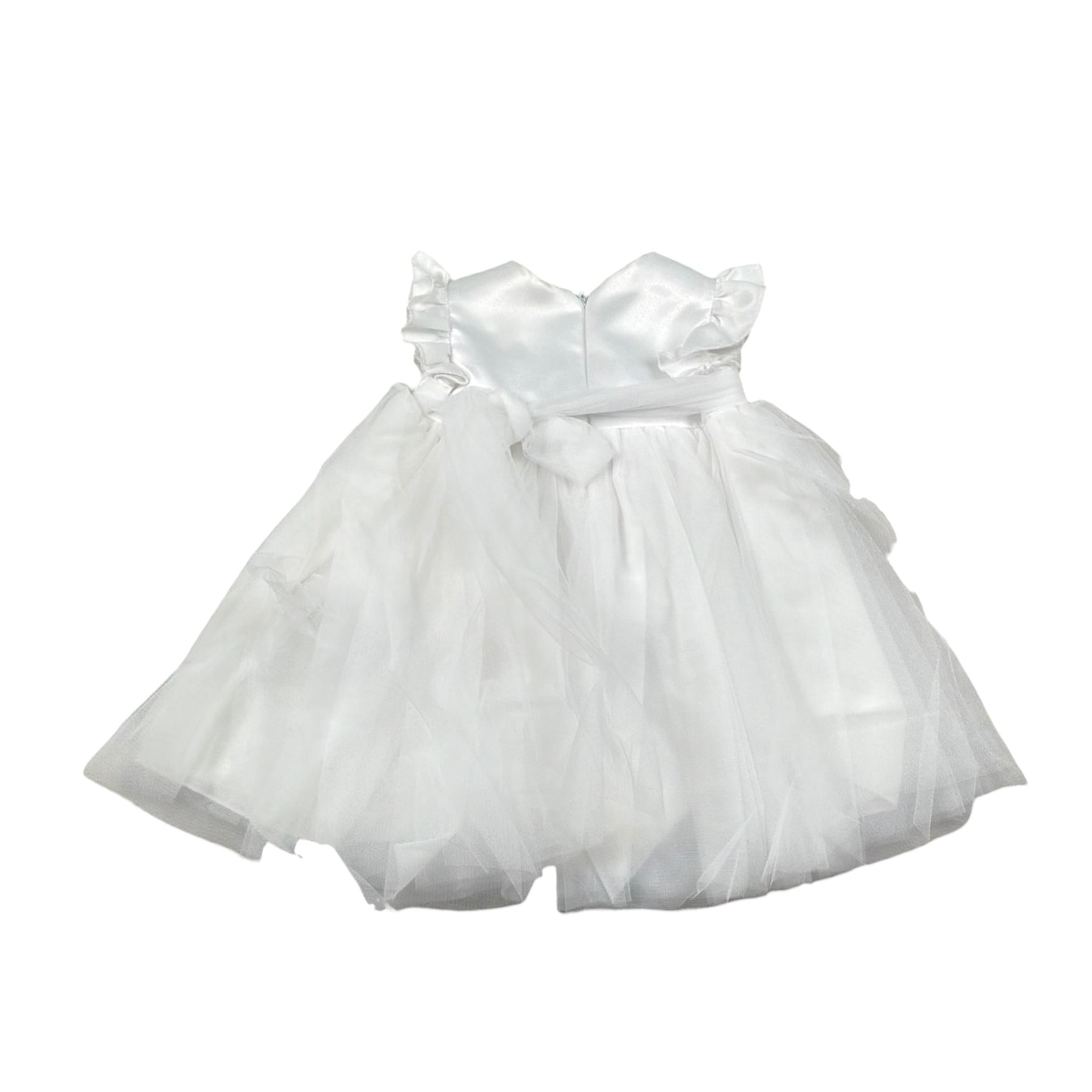 Le Bebe' Abito Cerimonia tinta unita con Tulle Bianco per Neonata LBG5201 BIANCO LE BEBE' 