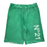 N°21 Einfarbige Fleece-Bermudashorts mit grünem Logo-Print für Jungen