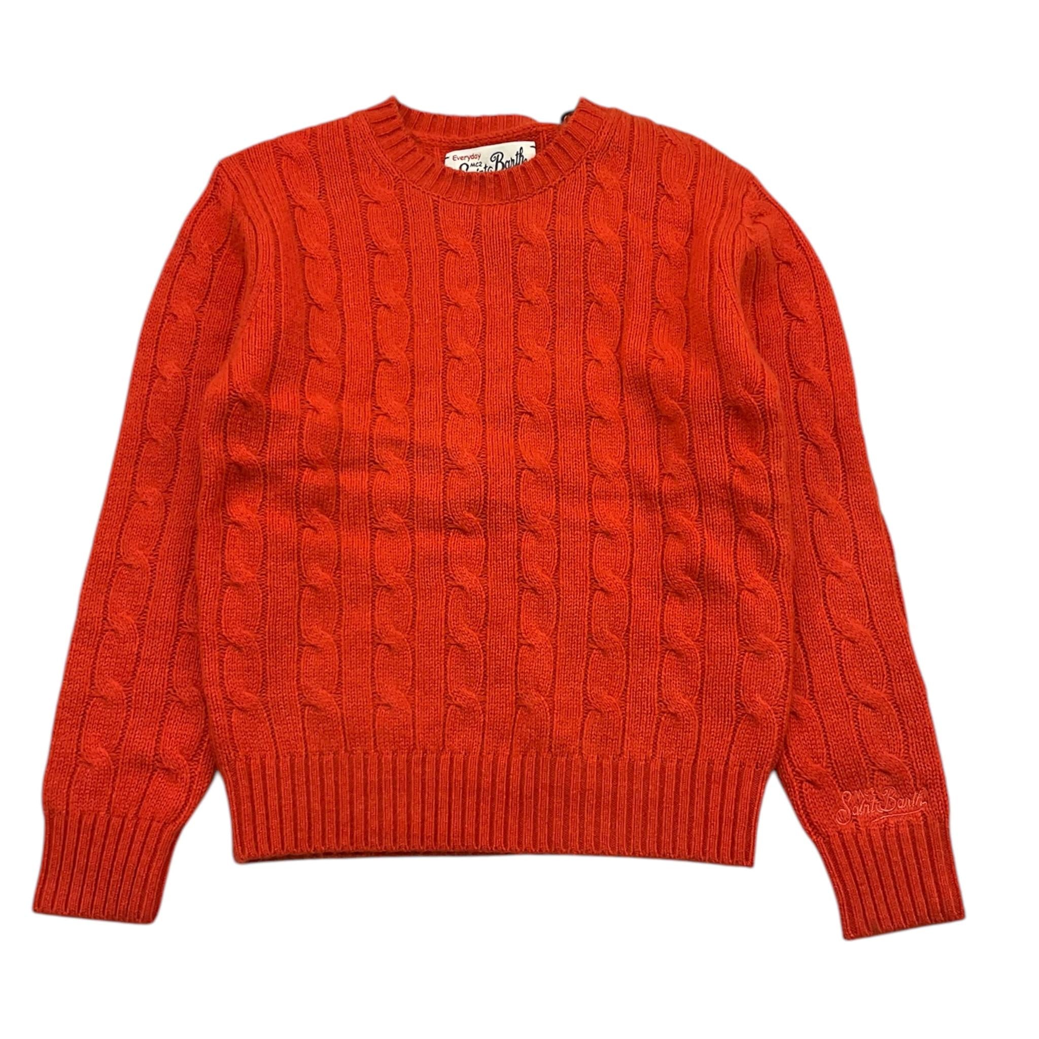 SAINT BARTH maglia girocollo tinta unita con trecce Arancione per Bambino ORANG ARANCIONE SAINT BARTH 