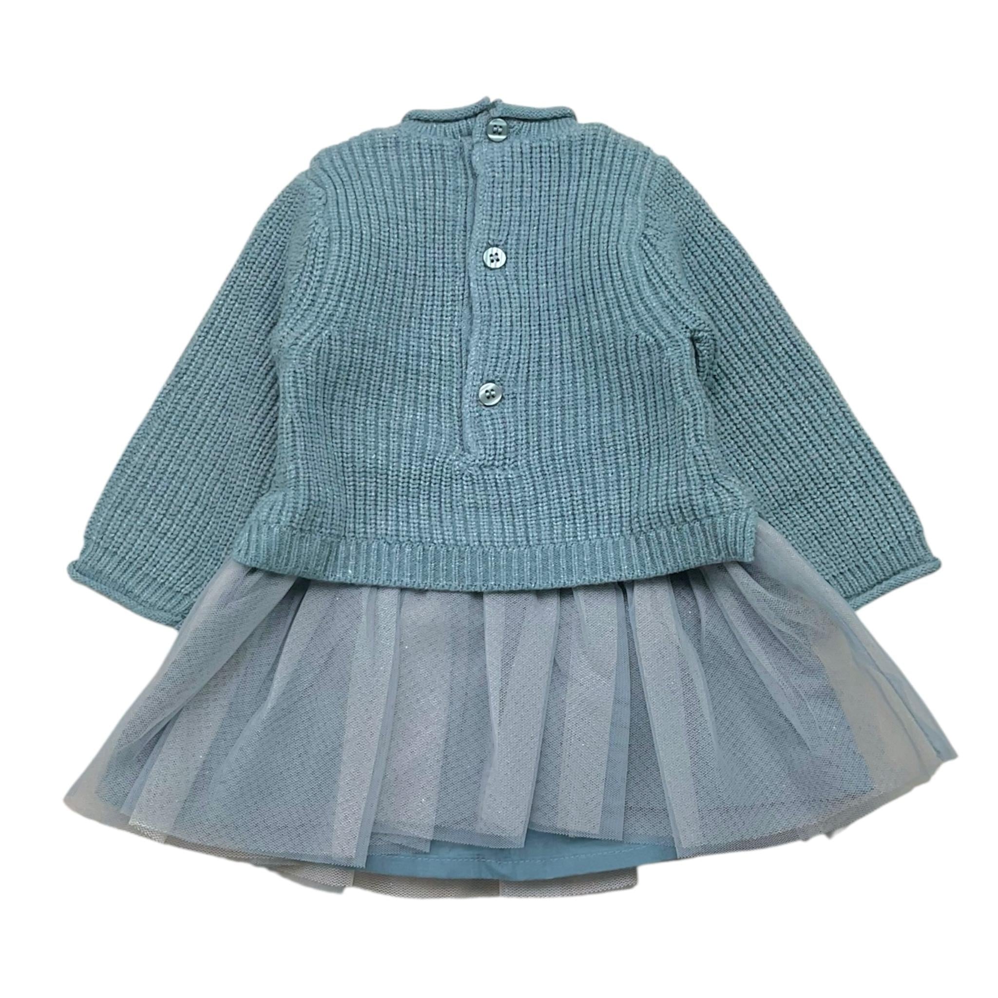 MAYORAL abito tinta unita con tulle Azzurro per Neonata 28111 AZZURRO MAYORAL 