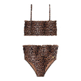 Roberto Cavalli 2-teiliger einfarbiger Badeanzug mit gepunktetem Bandeau und Höschen in Beige für Mädchen