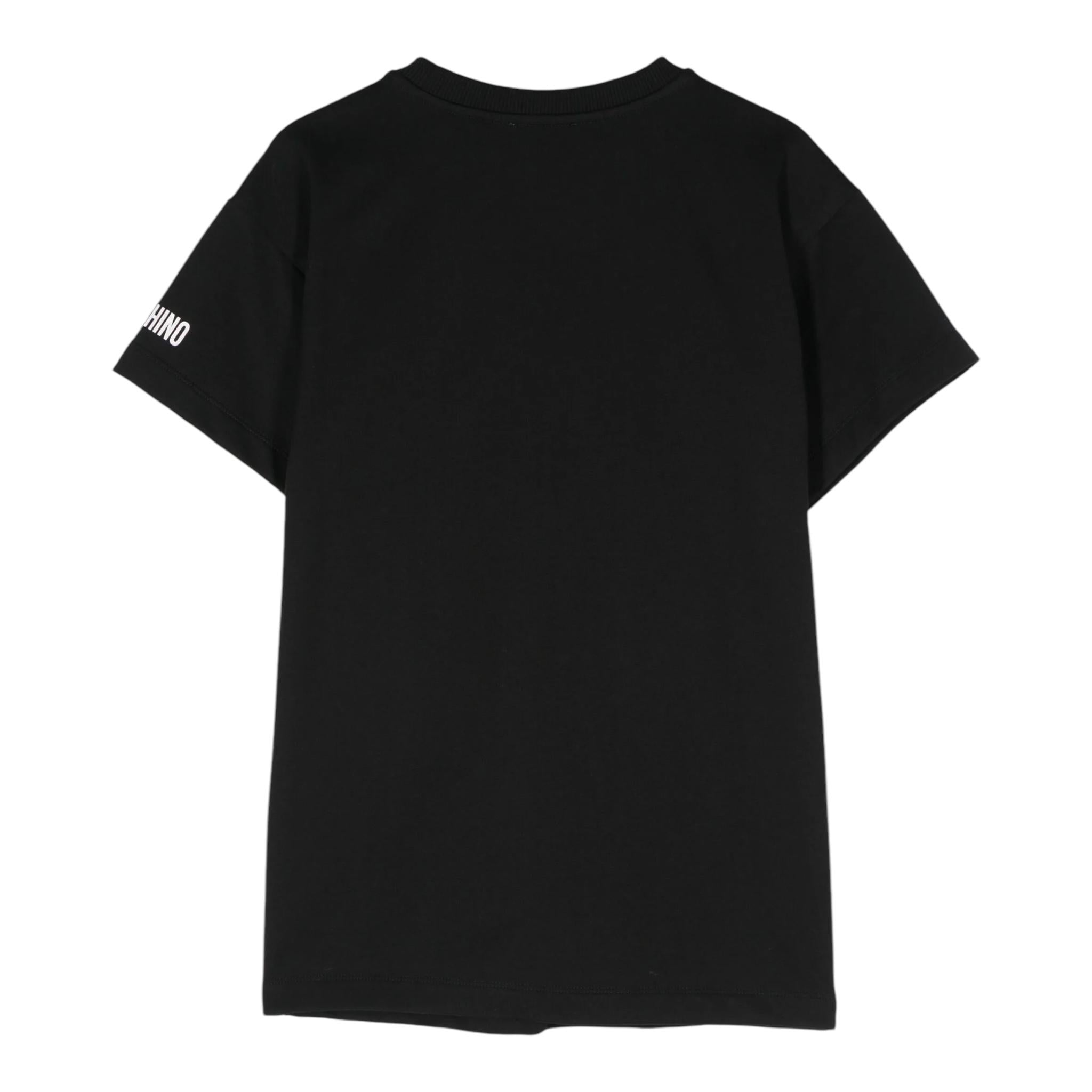 MOSCHINO t-shirt girocollo tinta unita con stampa Nero per Bambina HDM06HXX NERO MOSCHINO 