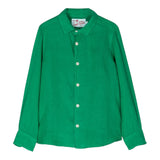 Saint Barth Camicia Manica Lunga Tinta Unita Collo Coreano per Bambino CMSNT VERDE SAINT BARTH 