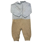 LE BEBE' tutina in maglia bicolore cn ricami orsi Azzurro/beige per Neonato LBB5102 AZZURRO/BEIGE LE BEBE' 