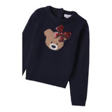 SARABANDA maglia tinta unita con paillettes Blu per Bambina A316 BLU SARABANDA 