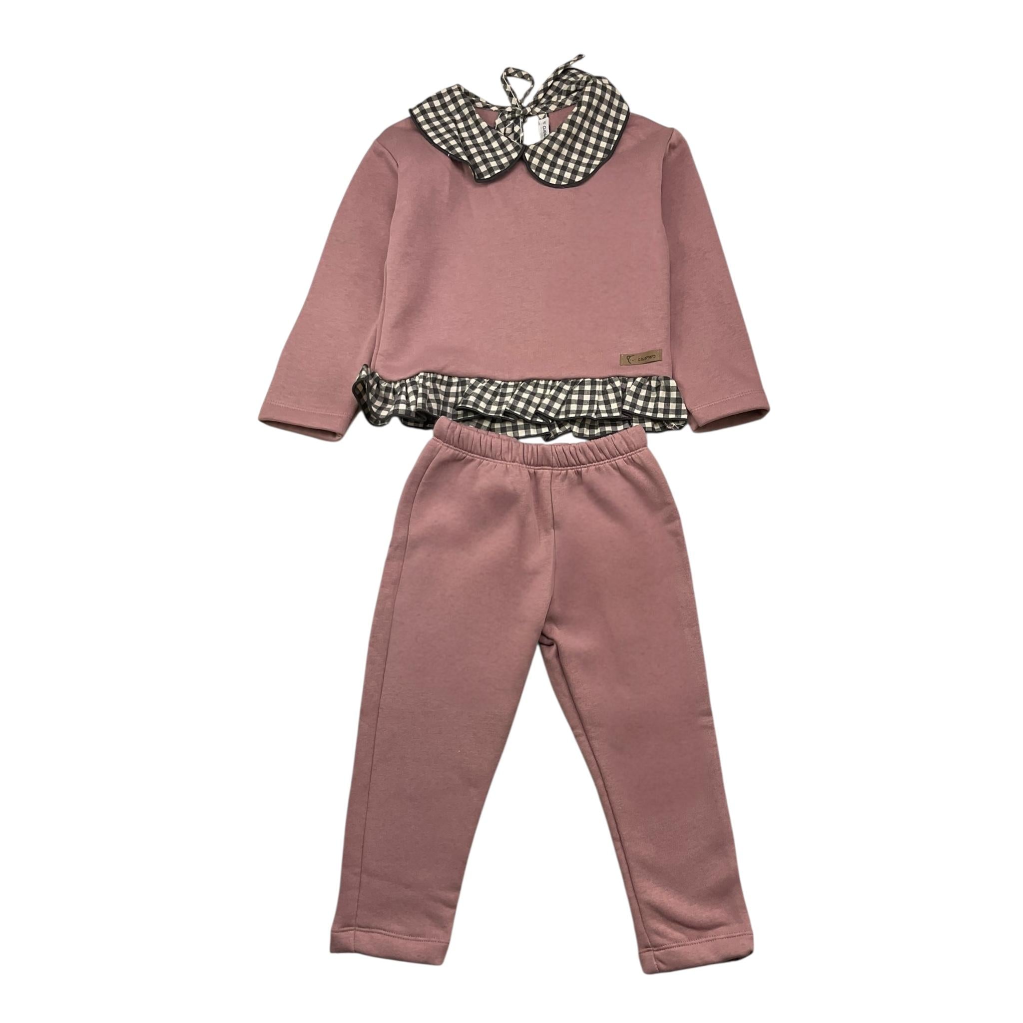 CALAMARO completo 2pz felpa-pantalone tinta unita con stampa Rosa per Neonata 11048 ROSA CALAMARO 