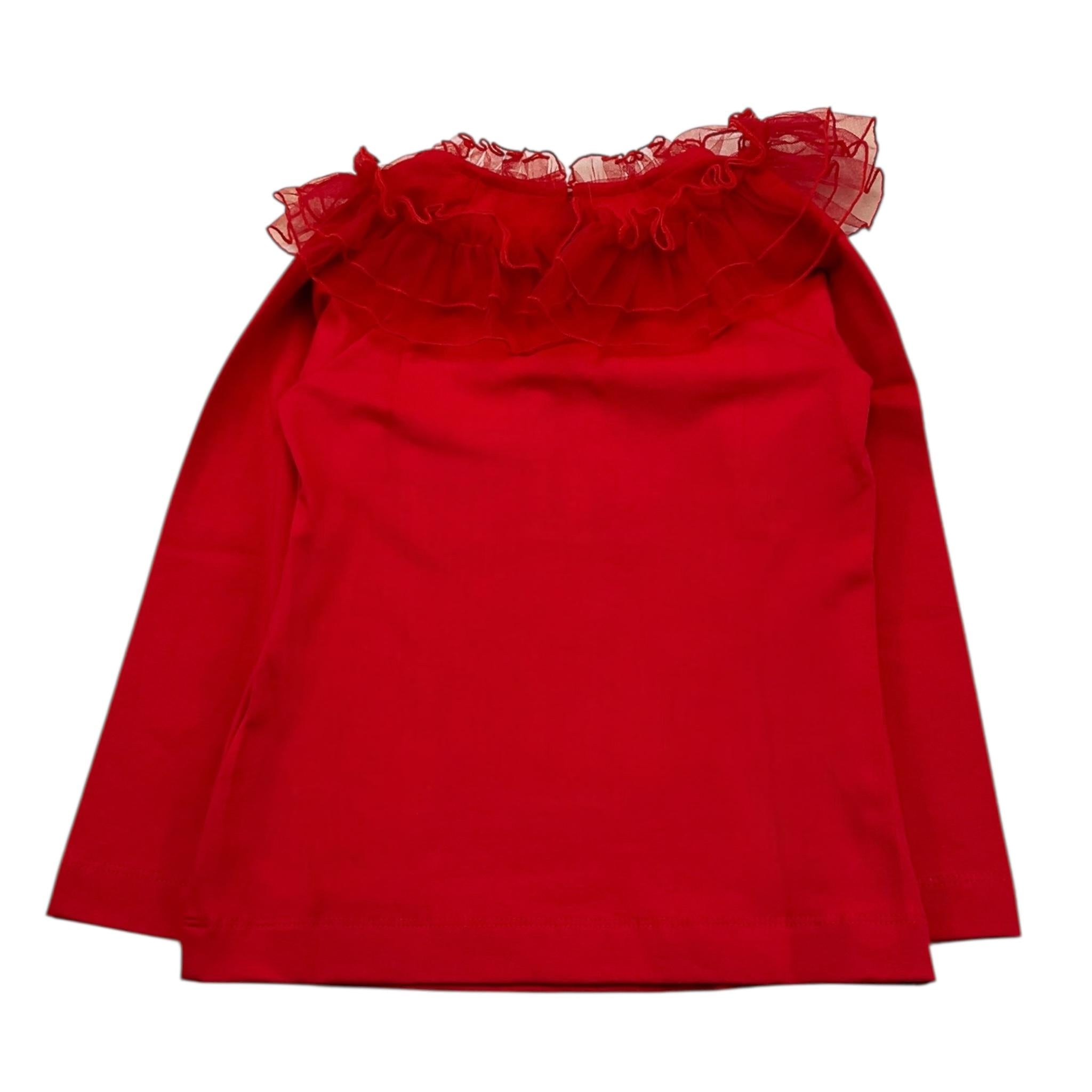 MONNALISA shirt tinta unita con colletto velato Rosso per Neonata 17B603 ROSSO MONNALISA 