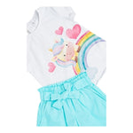 Sarabanda Completo 2 Pezzi T-Shirt-Short per Neonata 0B213N BIANCO/AZZURRO SARABANDA 