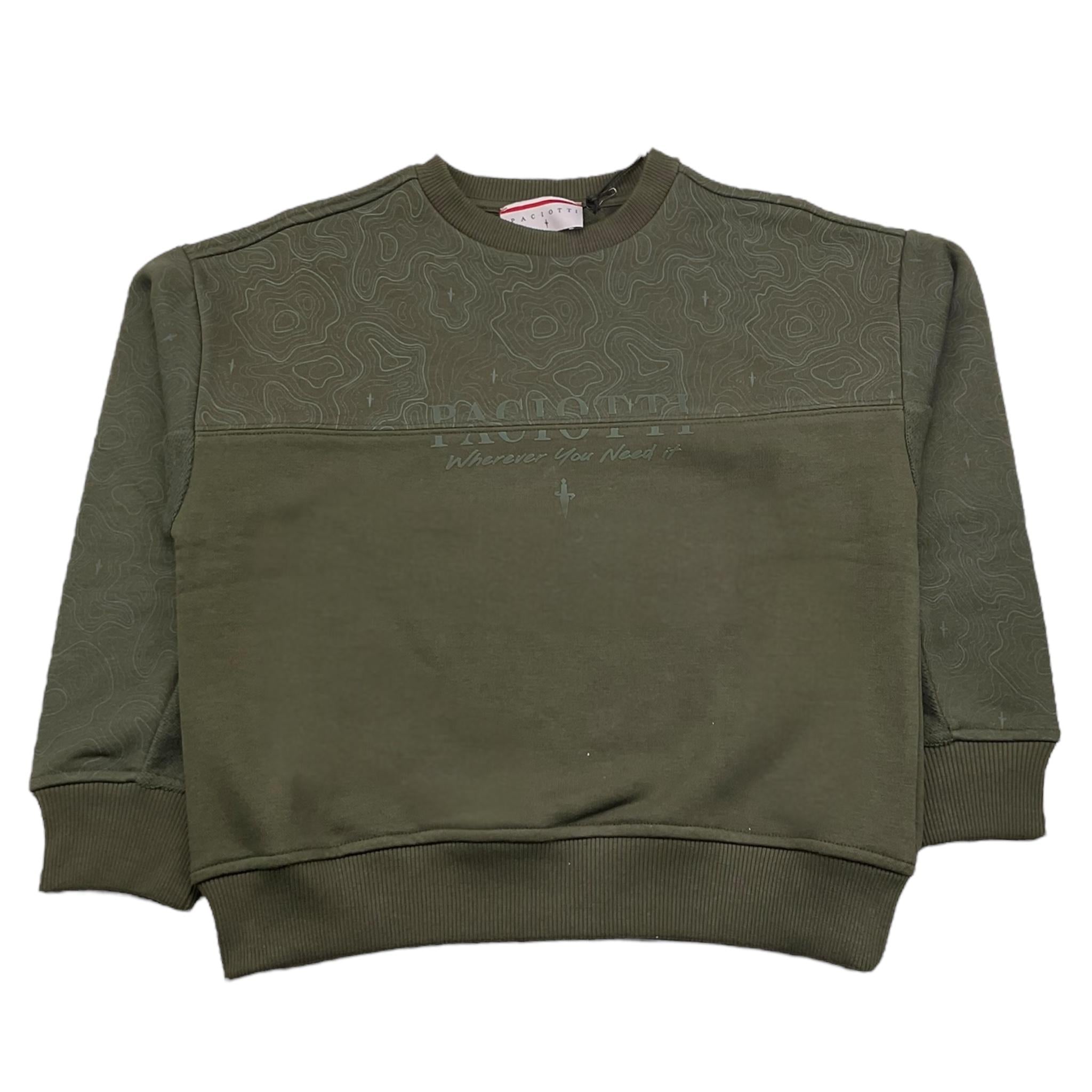 CESARE PACIOTTI felpa chiusa girocollo tinta unita con stampa logo Verde per Bambino MFP5354J VERDE CESARE PACIOTTI 