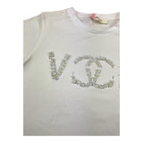 Vicolo Unifarbenes T-Shirt mit cremefarbenen Applikationen für Mädchen
