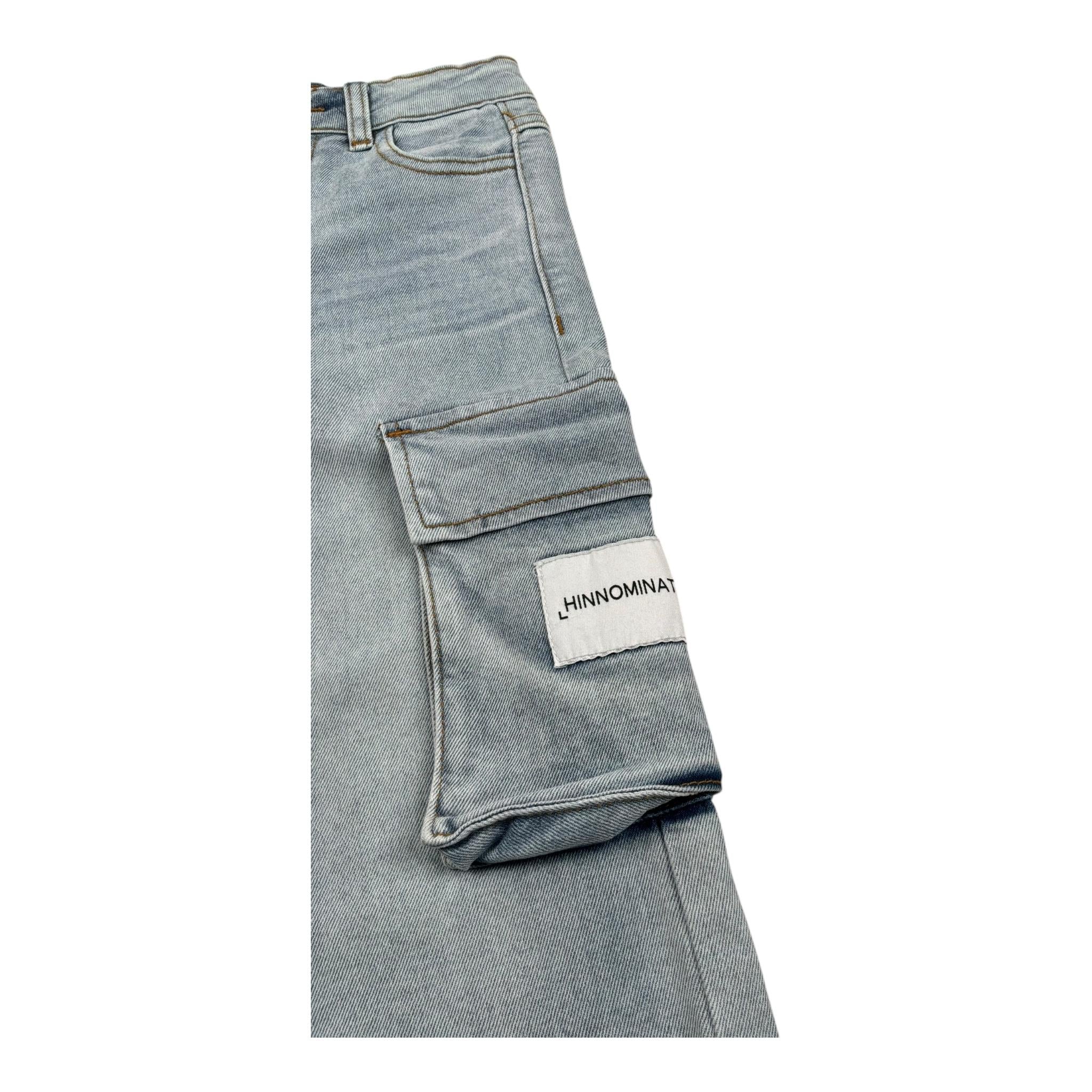 Hinnominate Jeans Tinta Unita con Tasconi E Girovita Regolabile per Bambina 3645PD00148X AZZURRO HINNOMINATE 