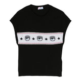 Chiara Ferragni Einfarbiges T-Shirt mit bedrucktem Armloch Schwarz für Mädchen