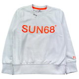 Sun68 Felpa Chiusa Girocollo Tinta Unita con Logo per Bambino F31310 BIANCO SUN68 