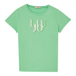 Liu Jo T-Shirt Girocollo Tinta Unita con Logo per Bambina GA5116 VERDE LIU JO 