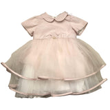 Carlo Pignatelli Zeremonielles Kleid, einfarbig, halbe Ärmel, mit rosa Tüll für Neugeborene