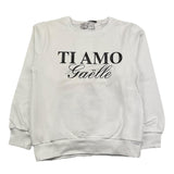 Gaelle Sweatshirt Rundhalsausschnitt Einfarbig mit Kontrastdruck Weiß für Mädchen