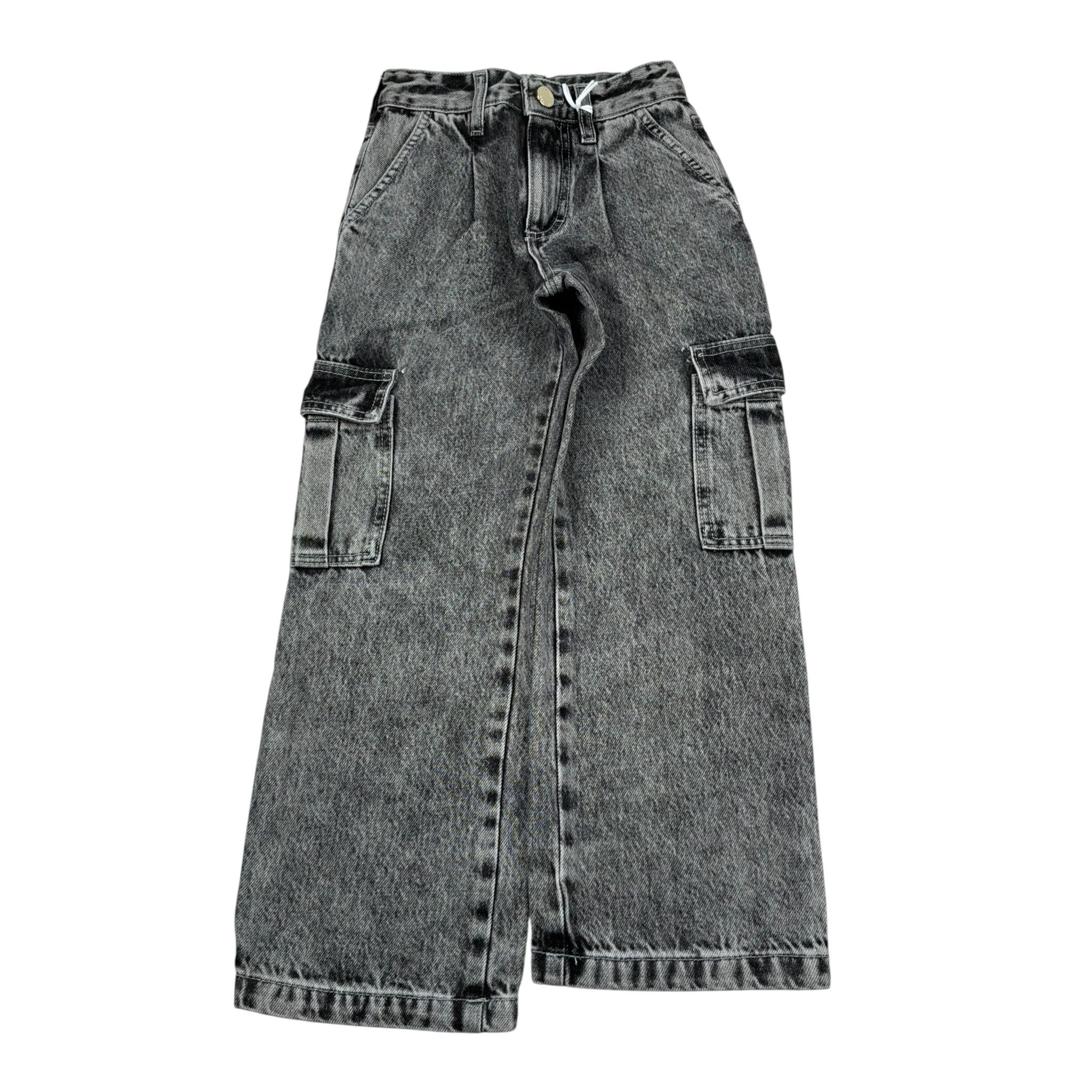 Lu Lu By Miss Grant Jeans tinta unita Modello Cargo Grigio per Bambina LL3120 GRIGIO LU LU BY MISS GRANT 