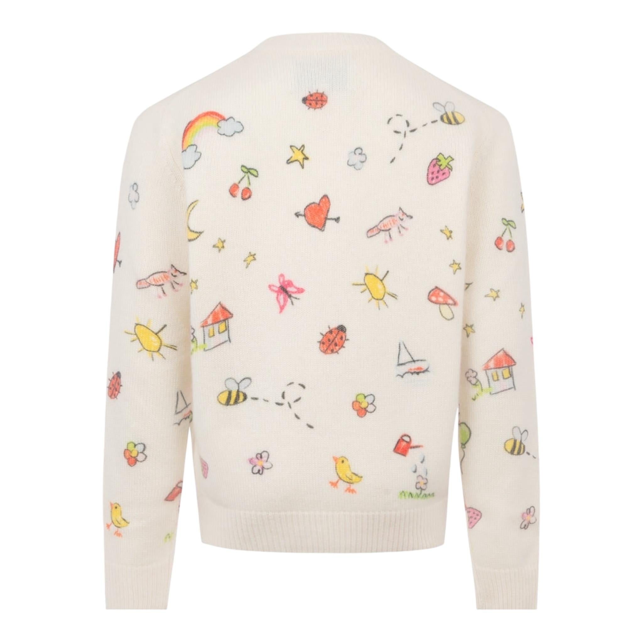 SAINT BARTH maglia girocollo tinta unita con ricami Panna per Bambina PRC0012 PANNA SAINT BARTH 