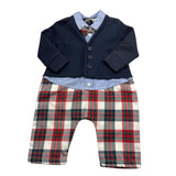 LE BEBE' tutina bicolore con finta giacca e fantasia Bianco/blu per Neonato LBB3767 BIANCO/BLU LE BEBE' 