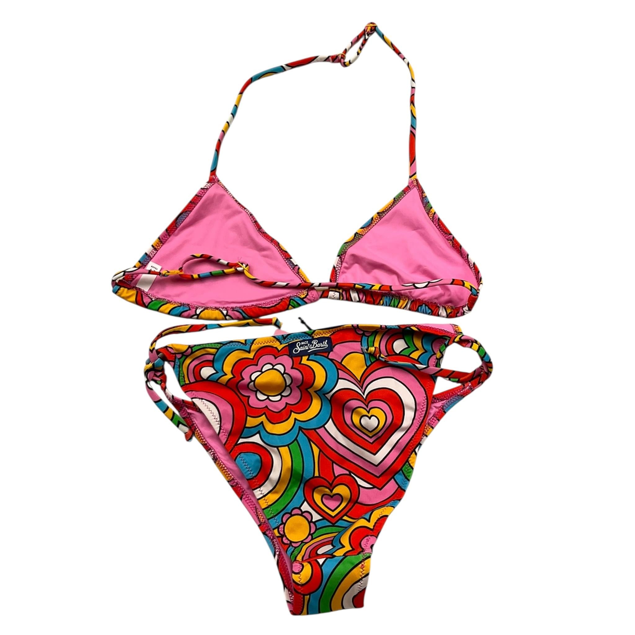 Saint Barth Costume 2 Pezzi Triangolo-Mutandina per Bambina CRAZY MULTICOLOR SAINT BARTH 