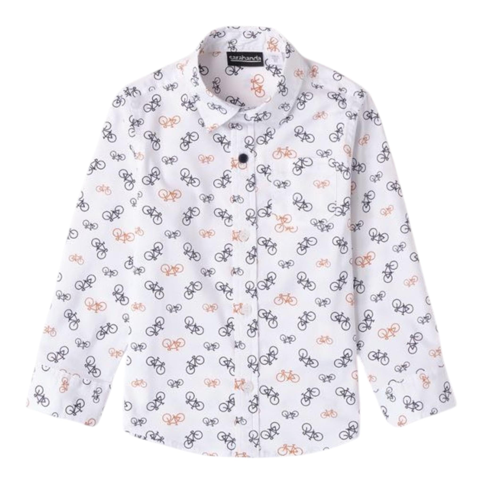 SARABANDA camicia tinta unita con stampa biciclette Bianco per Neonato A122 BIANCO SARABANDA 