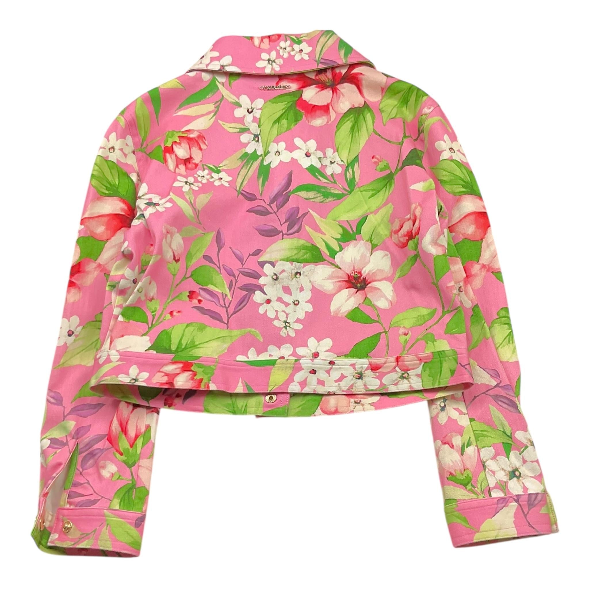 Twinset Giubbino Tinta Unita con Fantasia Fiori per Bambina 231GJ2170 ROSA TWINSET 