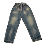 OVER-D jeans tinta unita con elastico in vita Azzurro per Bambino OK1775 AZZURRO OVER-D 