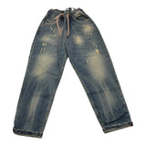 OVER-D jeans tinta unita con elastico in vita Azzurro per Bambino OK1775 AZZURRO OVER-D 