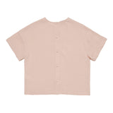 N°21 Einfarbiges Halbarm-Shirt mit kontrastierendem rosa Aufdruck für Mädchen