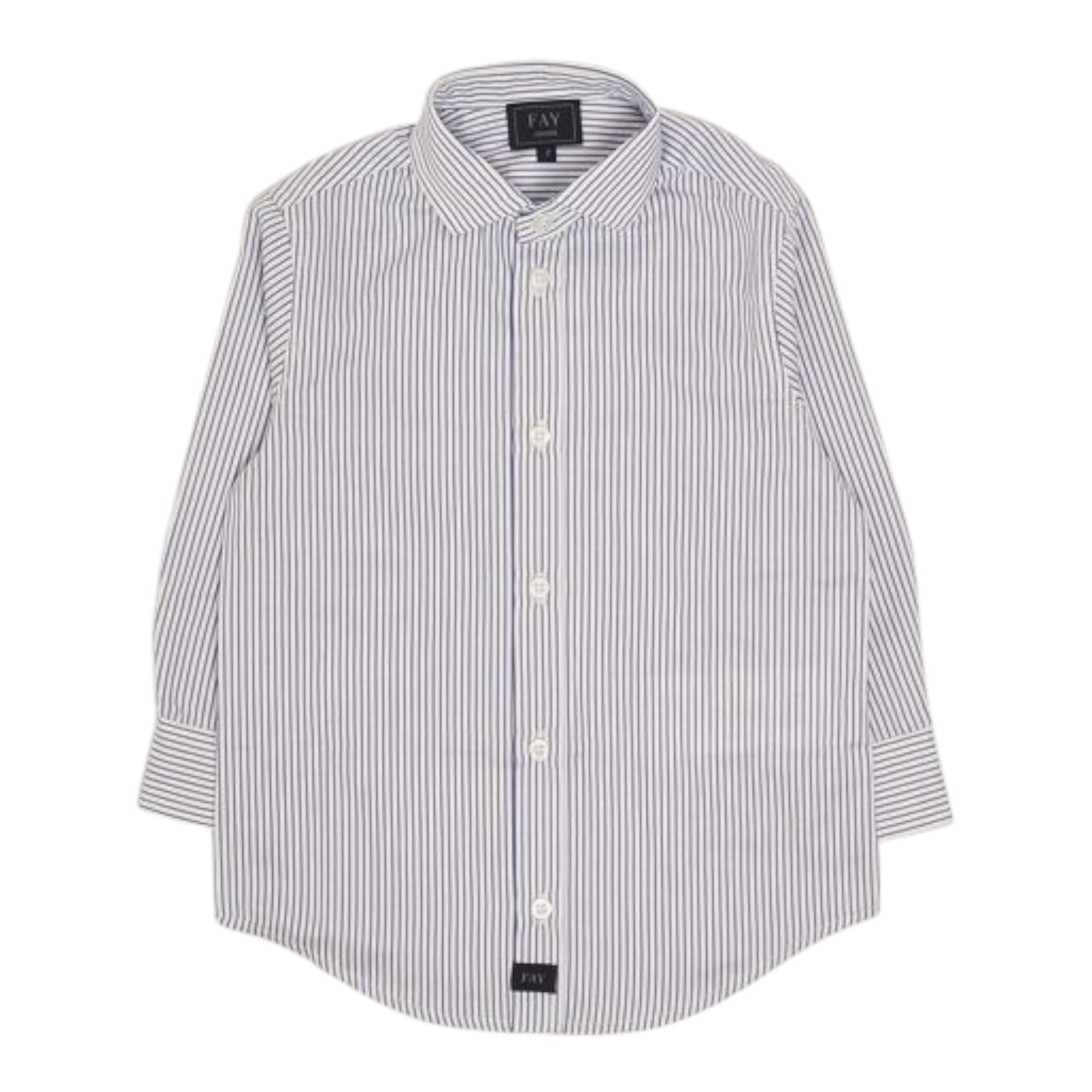 Fay Camicia Tinta Unita con Fantasia A Righe per Bambino FW5P20 BIANCO/BLU FAY 