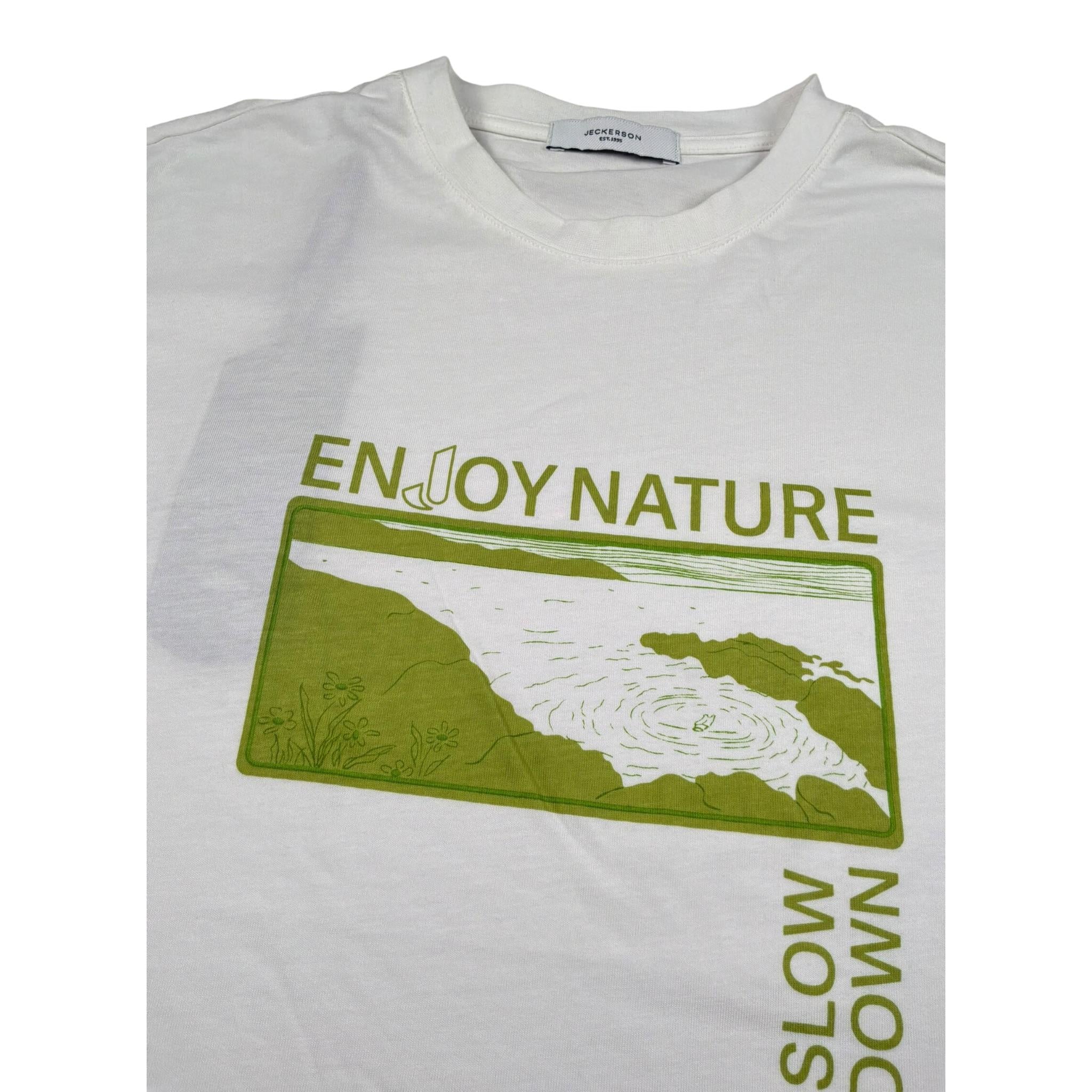 Jeckerson T-Shirt Girocollo Tinta Unita con Stampa per Bambino J3871 BIANCO JECKERSON 