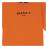 Balmain T-Shirt Girocollo Tinta Unita con Stampa per Neonato BW8601 ARANCIONE BALMAIN 