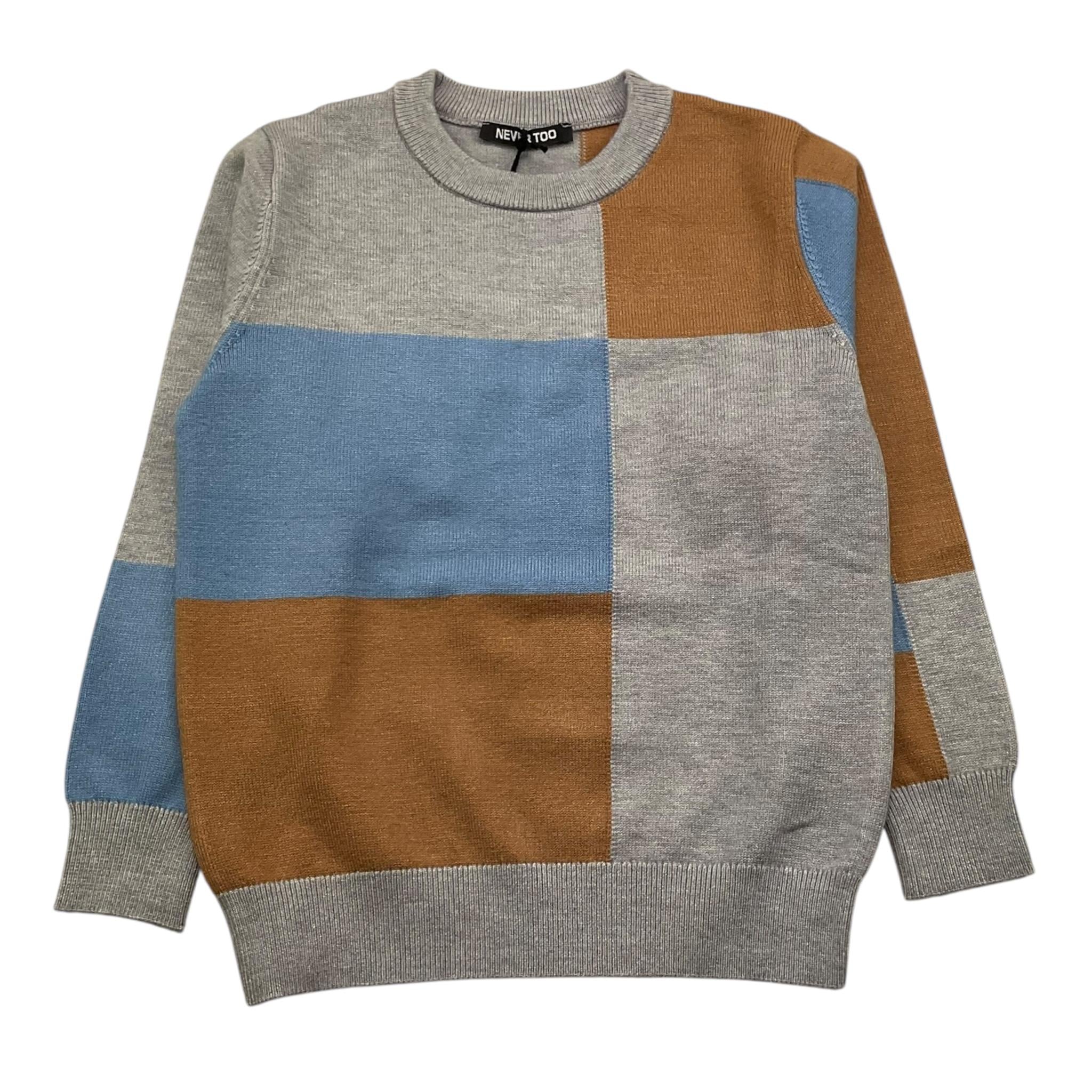 NEVER TOO maglia girocollo fantasia quadri Grigio per Bambino NT2221B GRIGIO NEVER TOO 