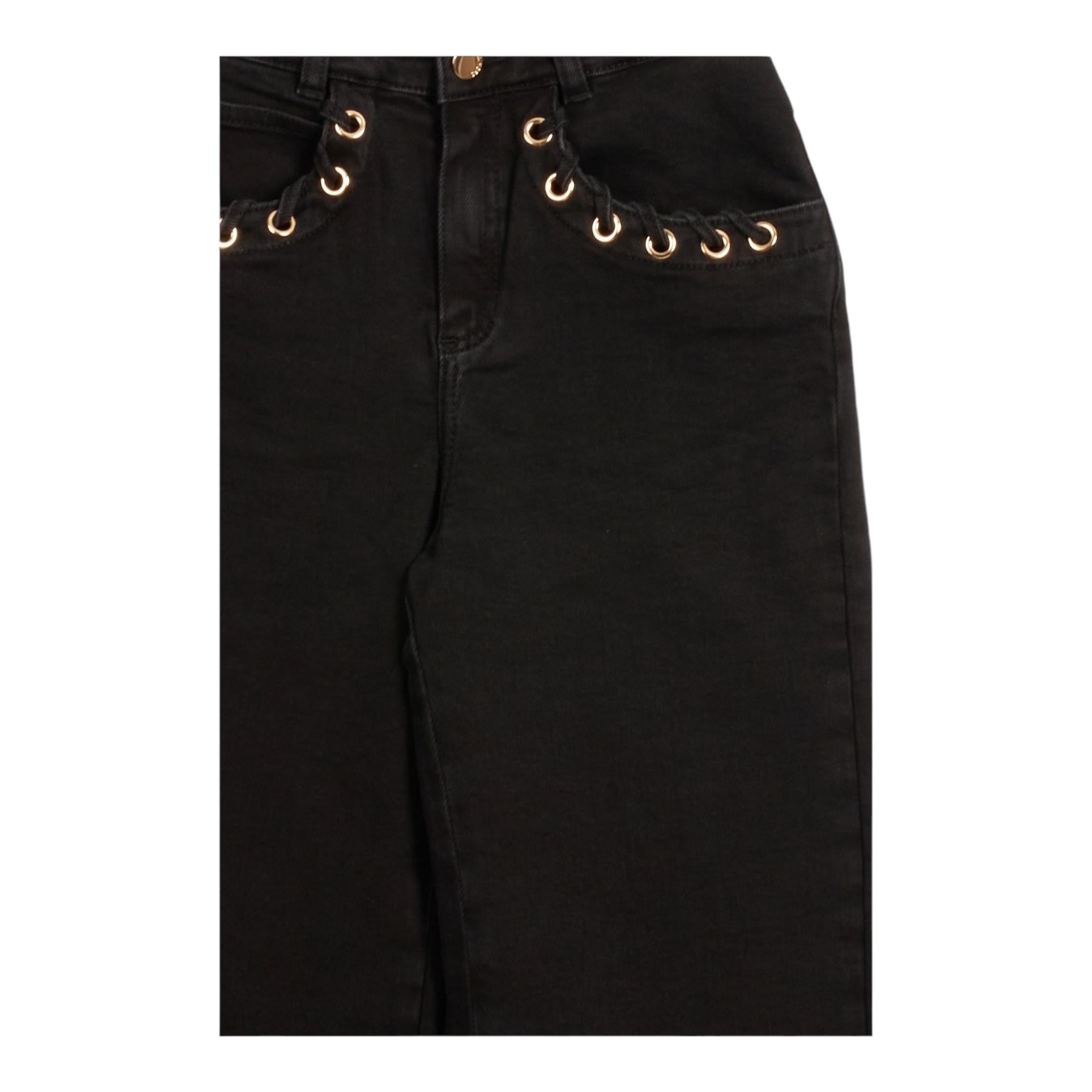 MICHAEL KORS jeans tinta unita con girovita regolabile Nero per Bambina R30182 NERO MICHAEL KORS 