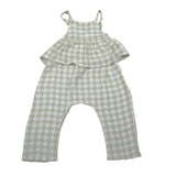 Petit Indi Tuta Intera Bicolore con Fantasia A Quadri per Neonata SS25B2115X BIANCO/BEIGE PETIT INDI 