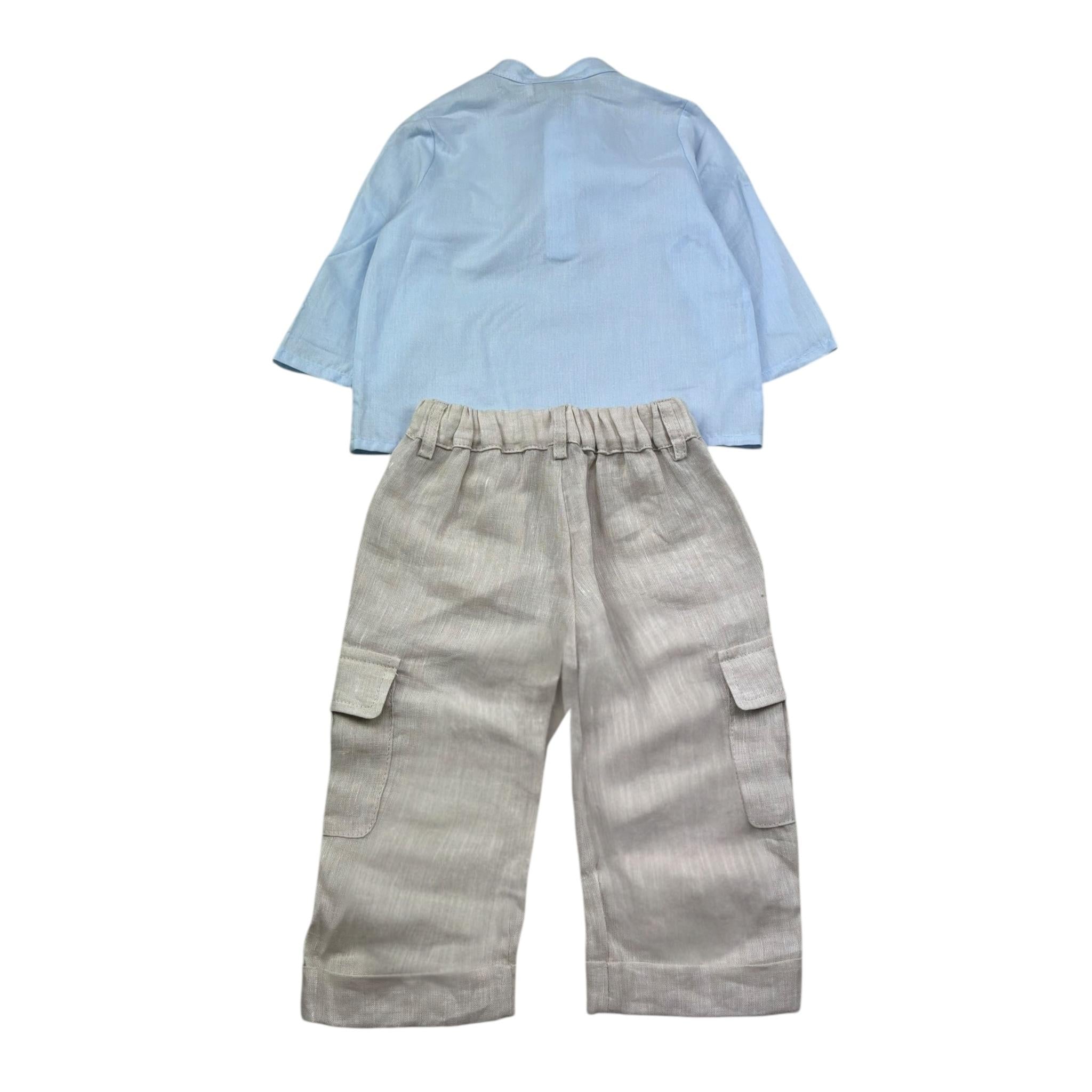 I Delfi Completo 2 Pezzi Camicia-Pantalone per Neonato 25P5247 AZZURRO I DELFI 