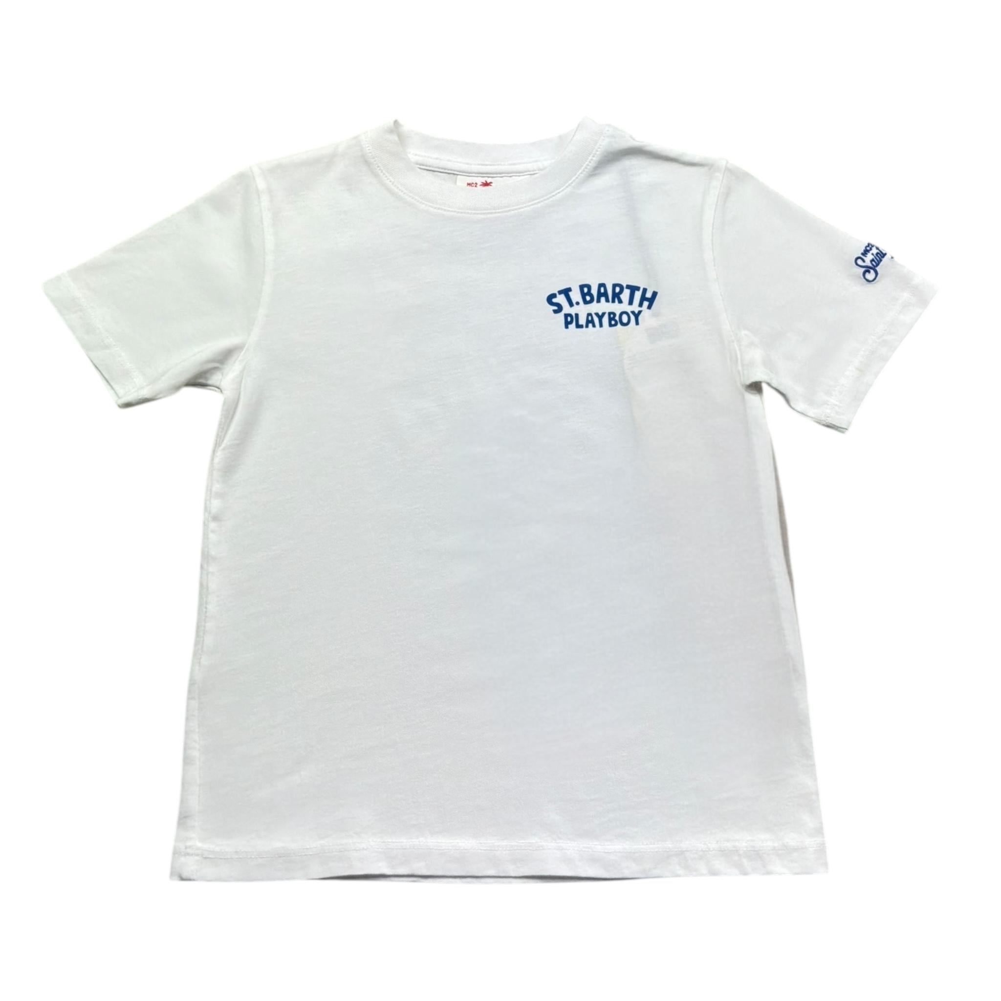 Saint Barth T-Shirt Girocollo Tinta Unita con Stampa per Bambino 00319L BIANCO SAINT BARTH 