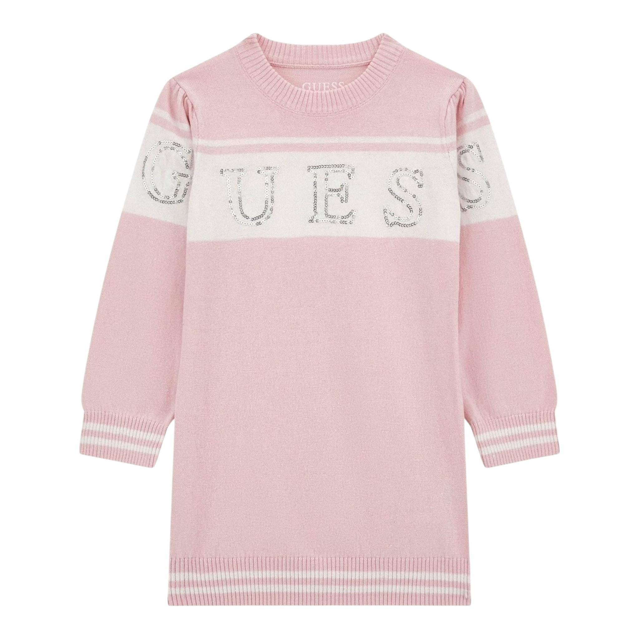 GUESS abito in maglia tinta unita con stampa Rosa per Bambina K4YK01Z3GW0X ROSA GUESS 