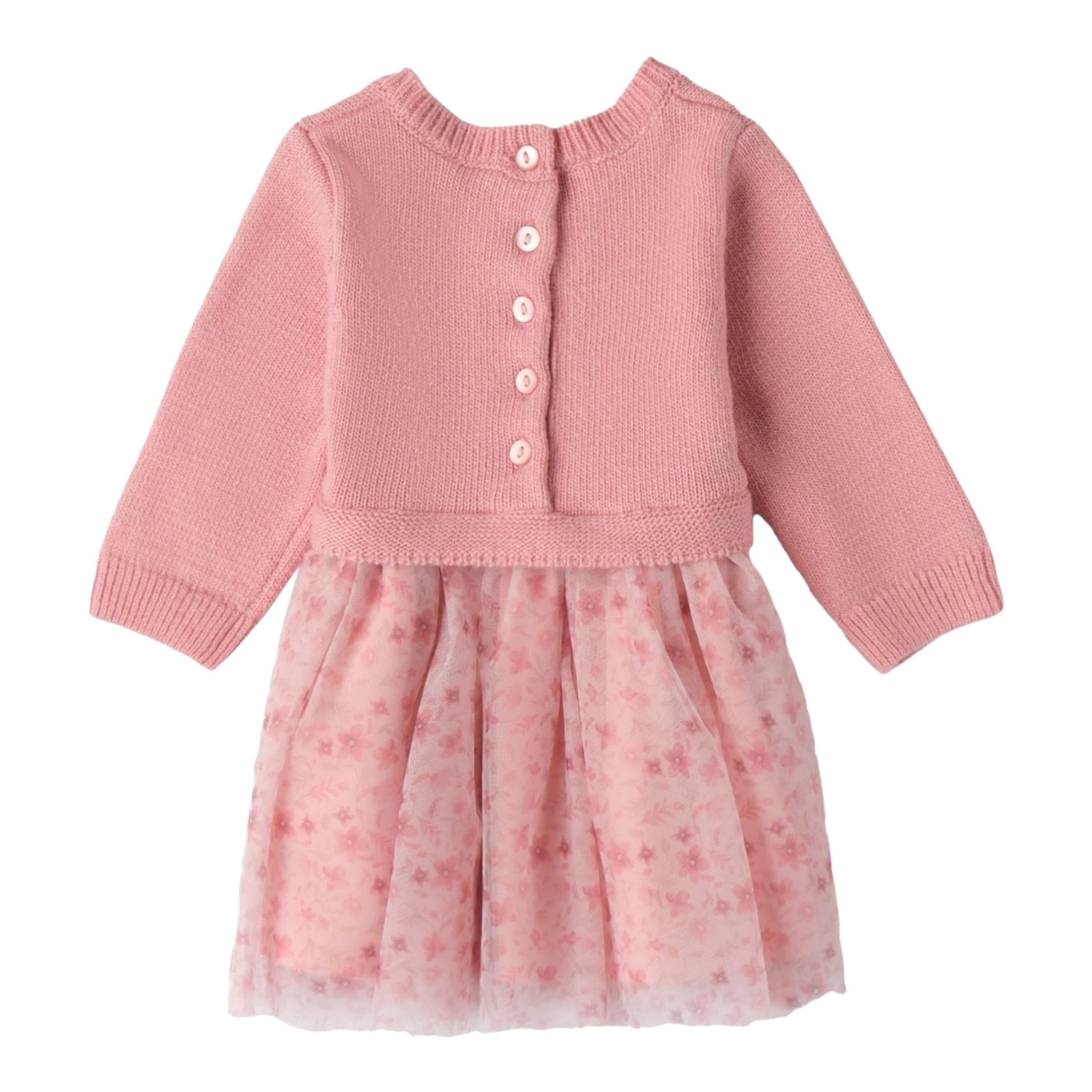 MINI BANDA abito manica lunga con gonna tulle Rosa per Neonata 3A753 ROSA MINI BANDA 