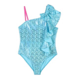 Billieblush Costume Intero Tinta Unita con Balze per Bambina U20920J AZZURRO BillIEBLUSH 