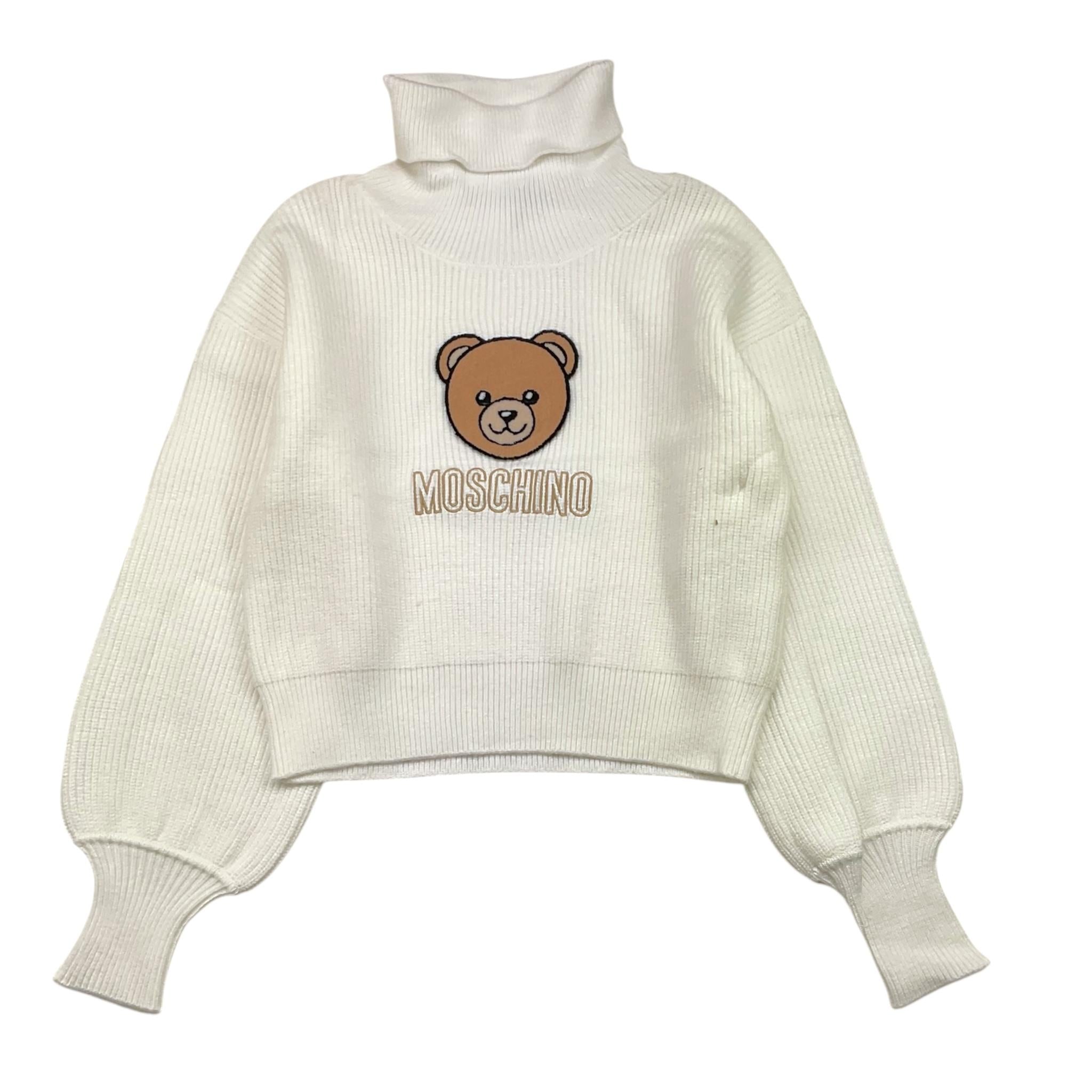 MOSCHINO maglia tinta unita collo alto con stampa Bianco per Bambina HDW02A BIANCO MOSCHINO 