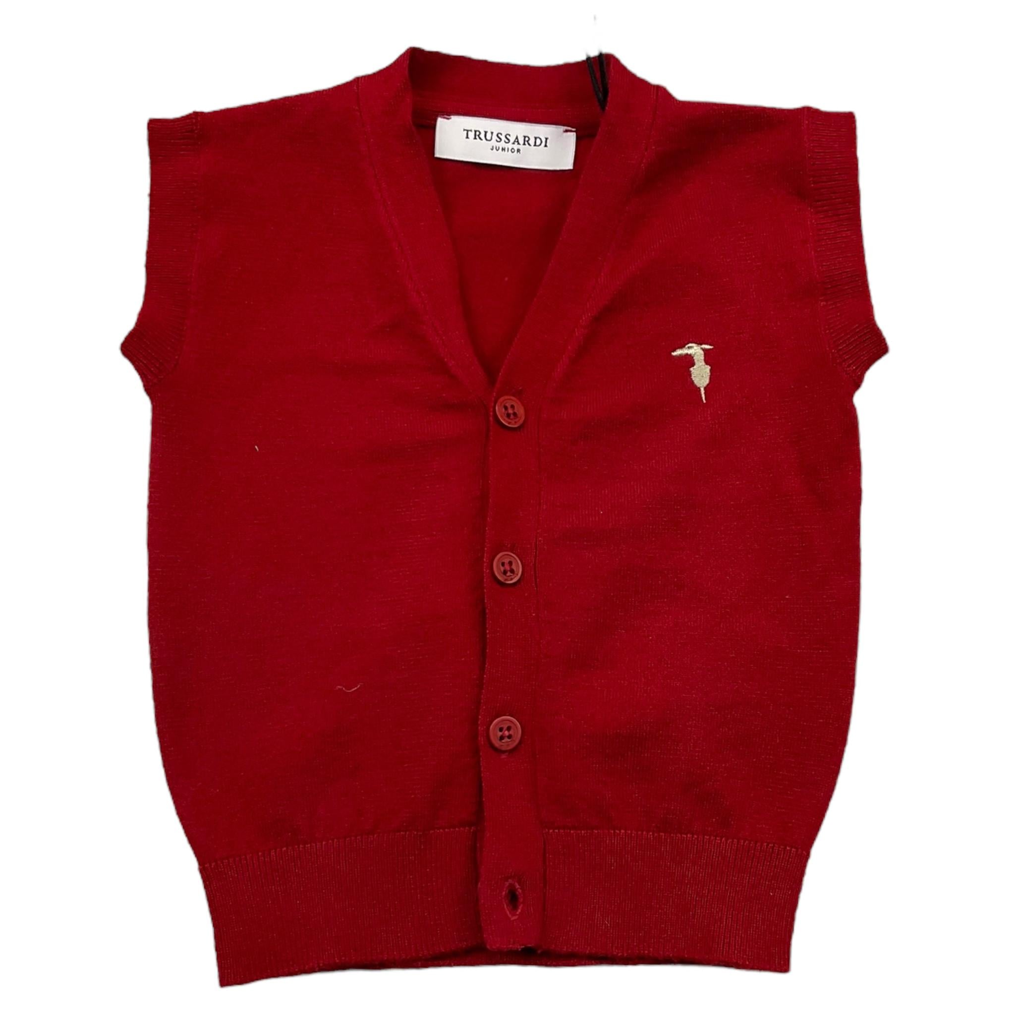 TRUSSARDI gilet tinta unita scollo a v Rosso per Neonato TIA25027 ROSSO TRUSSARDI 