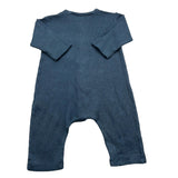 Zhoe &amp; Tobiah Einfarbiger Langarm-Strampler mit Tasche, Blau für Babys