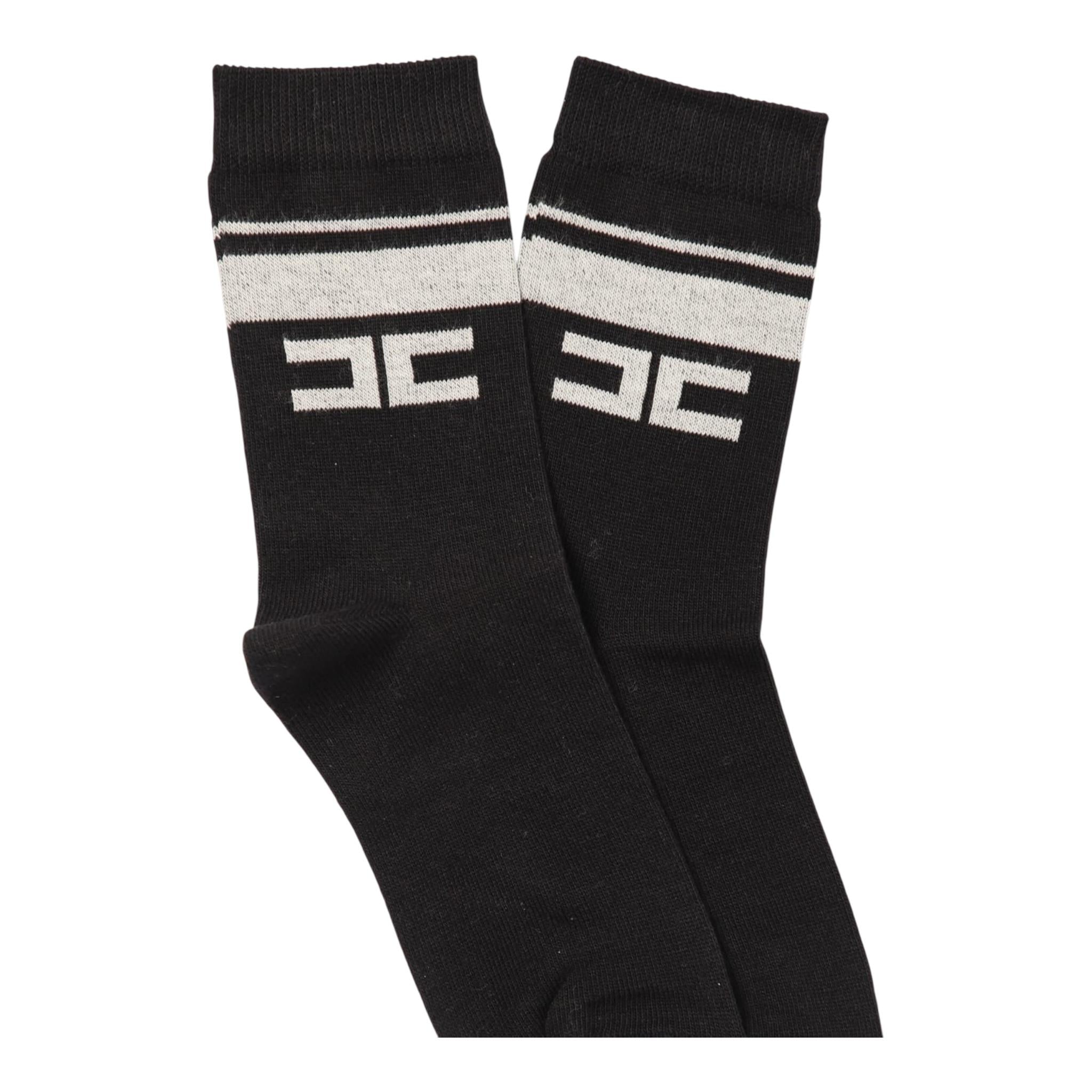 ELISABETTA FRANCHI calzini tinta unita ocn logo Nero per Neonata EFCZ001 NERO ELISABETTA FRANCHI 