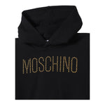 MOSCHINO felpa chiusa cn cappuccio tinta unita con applicazioni Nero per Bambina HDF05Z NERO MOSCHINO 