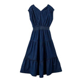 Liu Jo Einfarbiges, ärmelloses Kleid aus blauem Denim für Mädchen